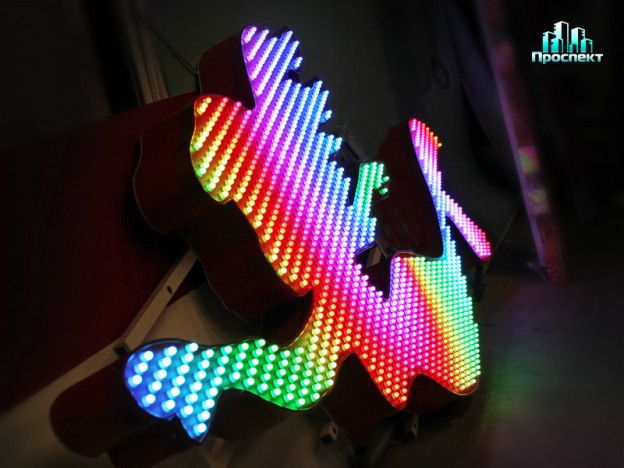 RGB технология. Буквы на RGB лампах. Все цвета радуги.